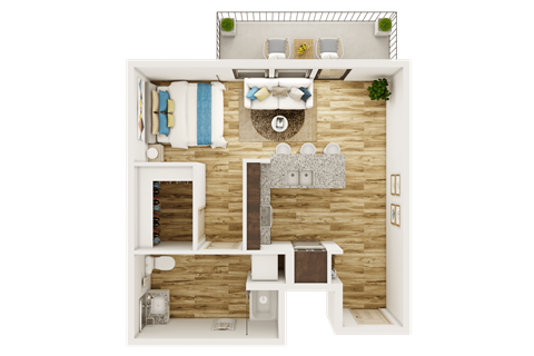 Floor plan for studio, 1 bath, 908 sqft